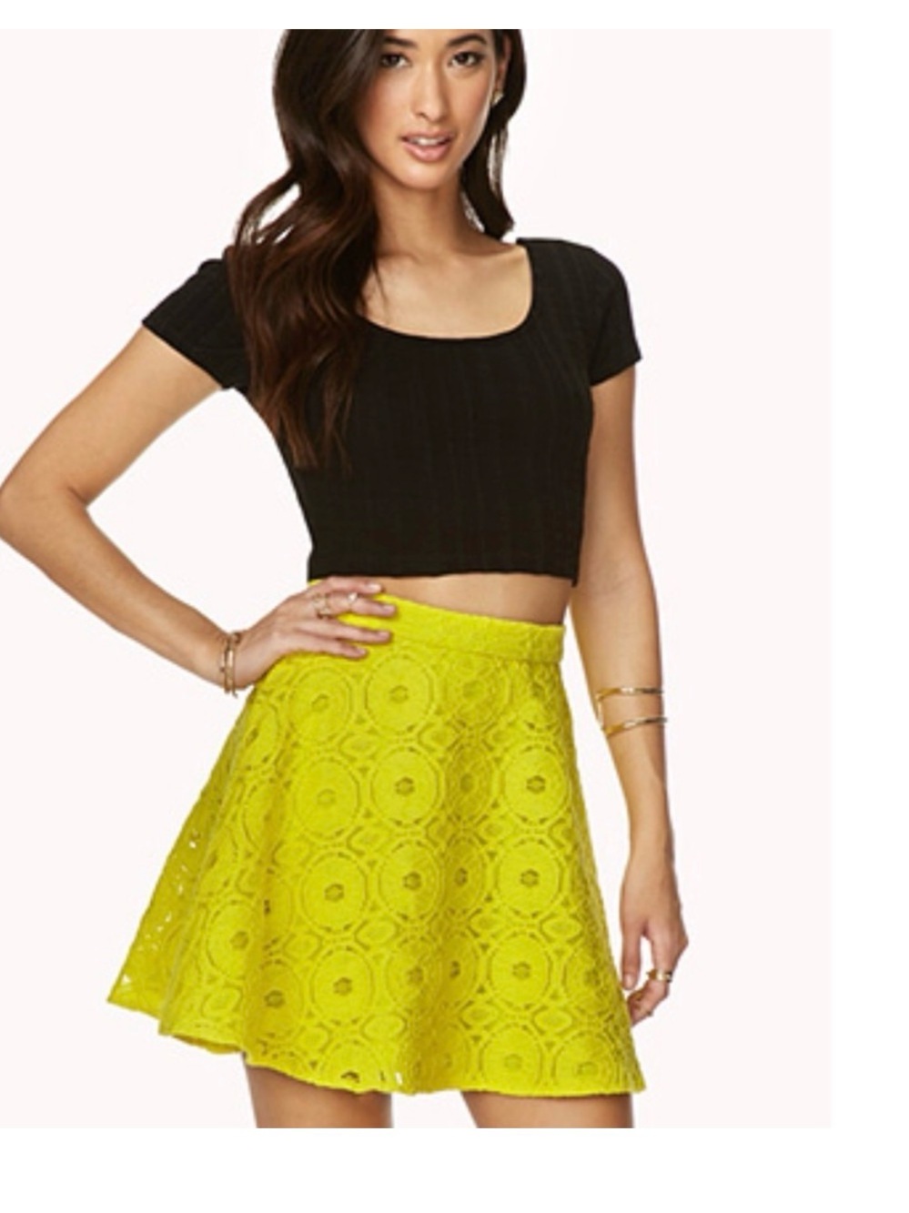 Forever 21 neon Lace Circle Skater Skirt